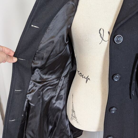 Hazel Hazel Black Wool Blend Fit & Flare Military Coat Size Small - Picture 14 of 16